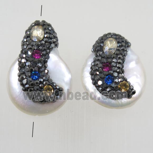freshwater pearl beads paved rhinestone