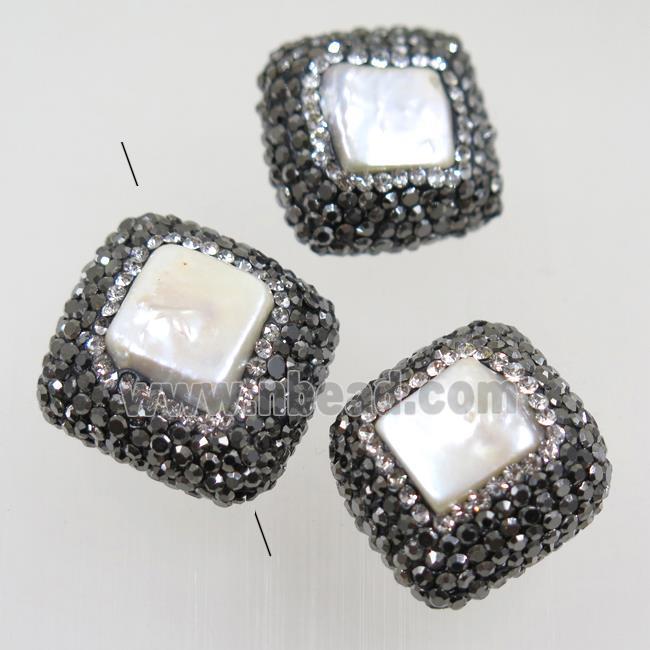freshwater pearl beads paved rhinestone, rhombic