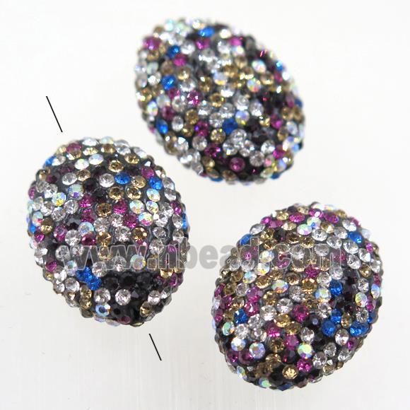 resin beads pave colorful rhinestone, oval