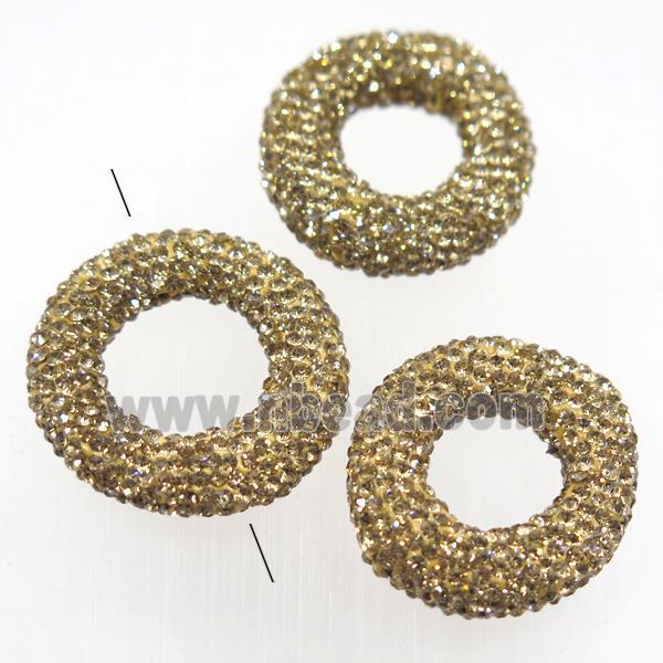 resin circle beads paved yellow rhinestone