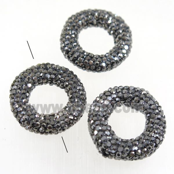 resin circle beads paved rhinestone
