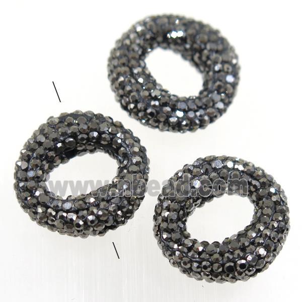resin circle beads paved rhinestone
