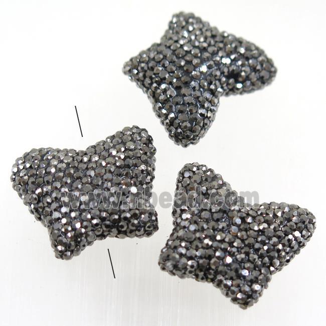resin butterfly beads paved rhinestone