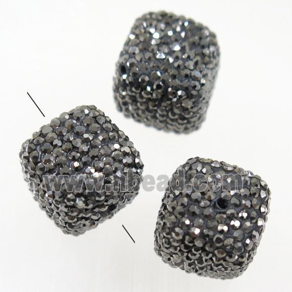 Resin cube beads paved rhinestone