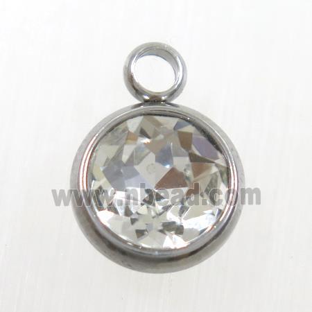 crystal glass pendant, clear, stainless steel