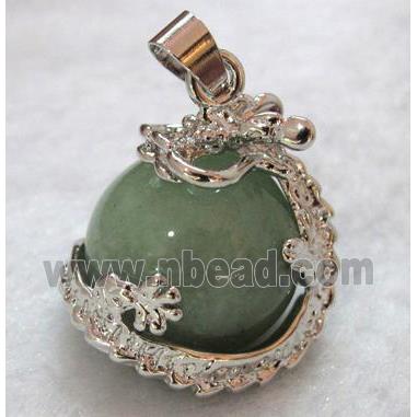 Green Aventurine pendant, platinum plated