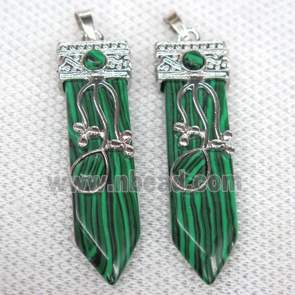 green Malachite arrowhead pendant