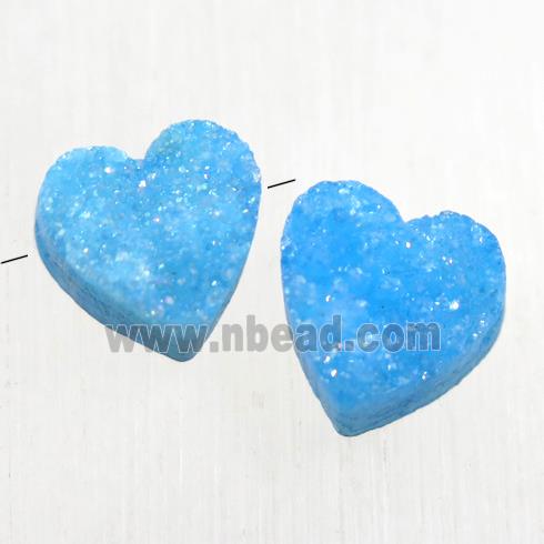blue Druzy Quartz heart beads