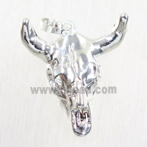 resin bullHead pendant, silver plated