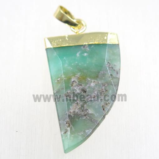 green Australian Chrysoprase knife pendant, gold plated