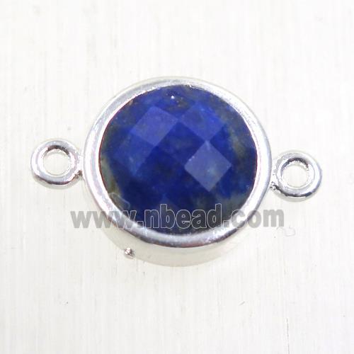 blue Lapis Lazuli circle connector, platinum plated