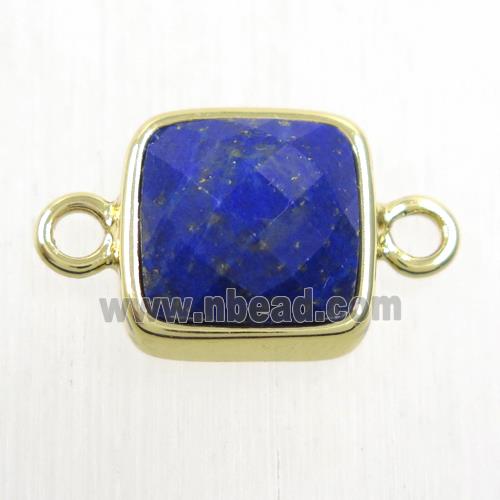 blue Lapis Lazuli square connector, gold plated