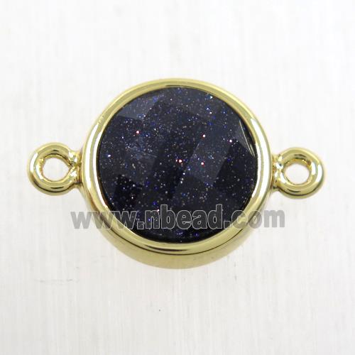 blue SandStone circle connector, gold plated