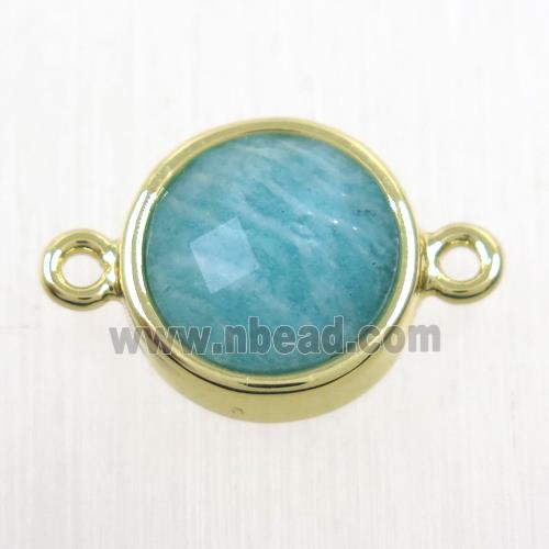 green Amazonite circle connector, gold plated