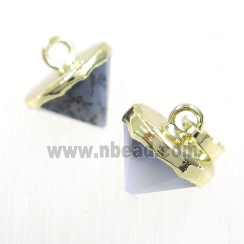 Heihua Agate diamond pendant, gold plated