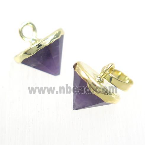purple Amethyst diamond pendant, gold plated