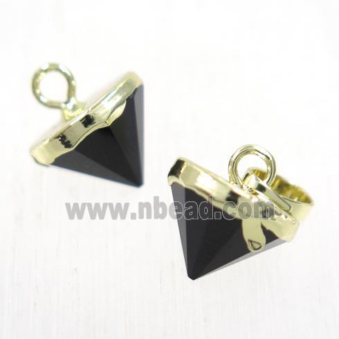 black Onyx Agate diamond pendant, gold plated