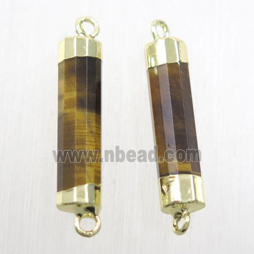 Tiger eye stone stick connector, gold plated