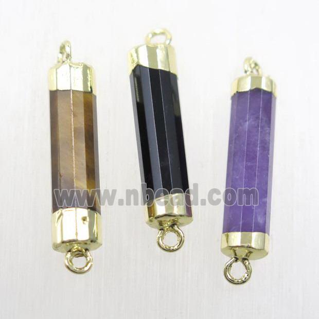 mix gemstone stick connector, gold plated