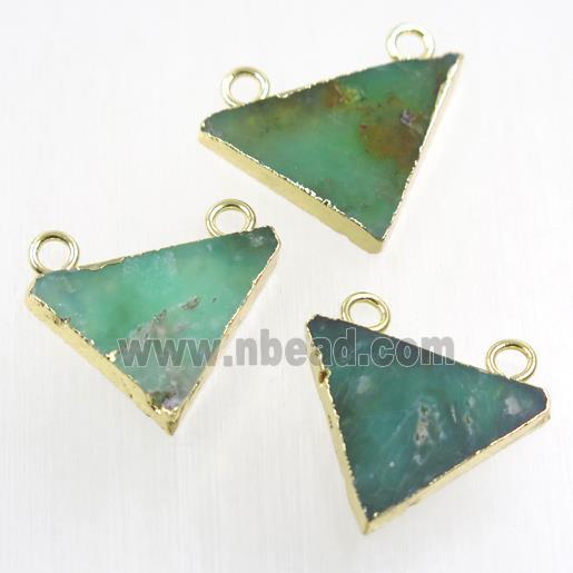 green Australian Chrysoprase triangle pendant, gold plated