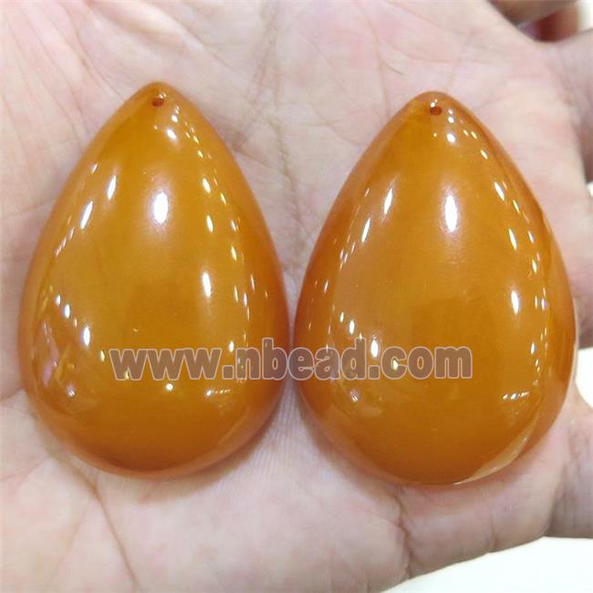 Synthetic Amber Pendant Teardrop Resin Orange