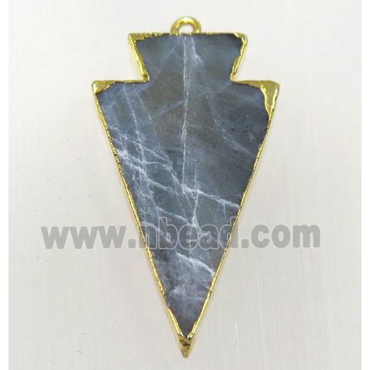 labradorite pendant, arrowhead, gold plated