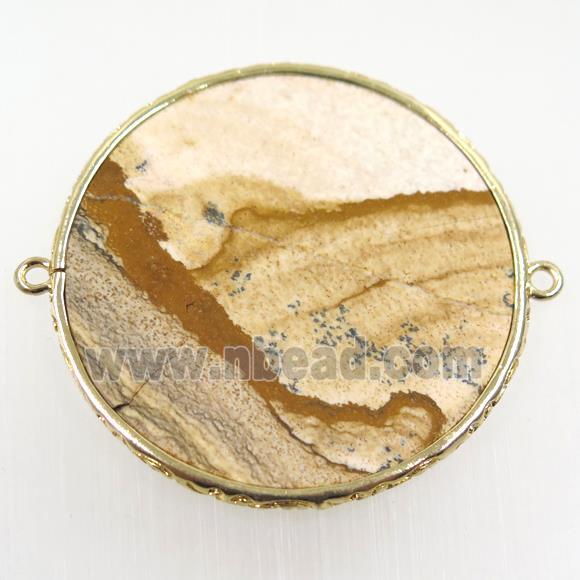Picture Jasper connector, circle, gold plated