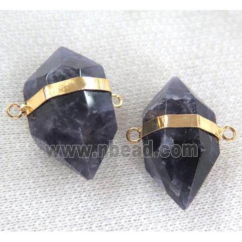 amethyst connector with double point, gold plated