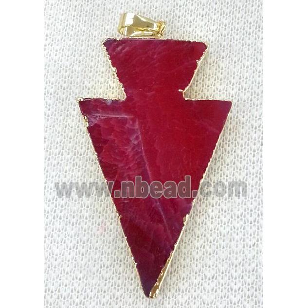Agate arrowhead pendant, red
