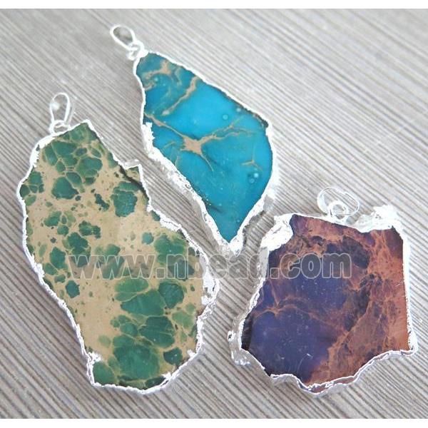 Sea Sediment Jasper pendant, freeform, mixed color