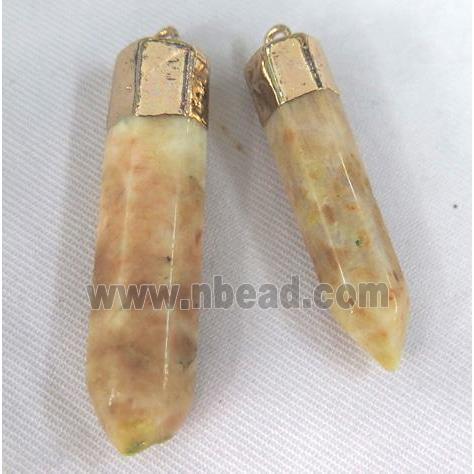 clear quartz stick pendant, yellow, bullet