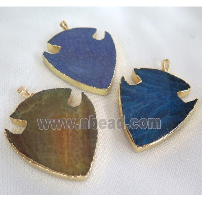 agate pendant, arrowhead, mixed color