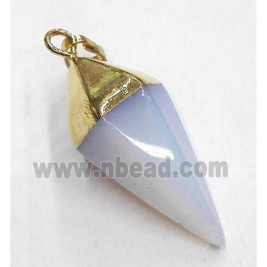 opalite pendant, bullet, gold plated