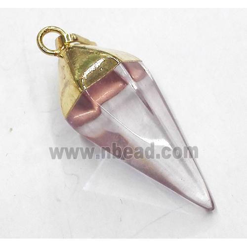 Crystal Quartz pendant, bullet, gold plated