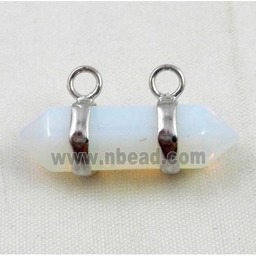 white opalite pendant with 2-holes, bullet