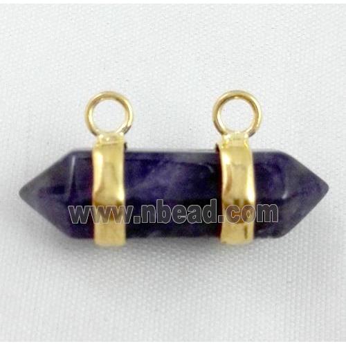 Amethyst pendant with 2-holes, bullet