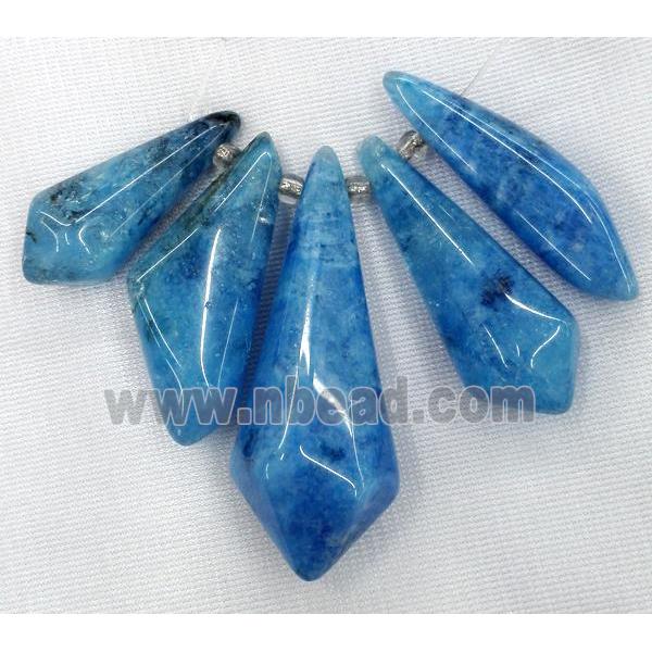 Clear Quartz pendant for necklace, blue dyed