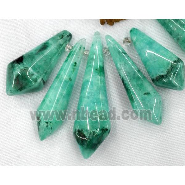 clear quartz pendant for necklace, jewelry sets, green dye