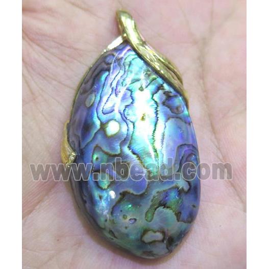 Paua Abalone shell pendant, freeform