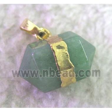 Green Aventurine pendant, bullet, gold plated