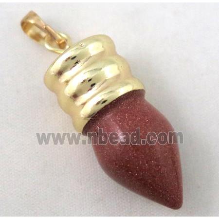 gold sandstone bullet pendant, gole plated