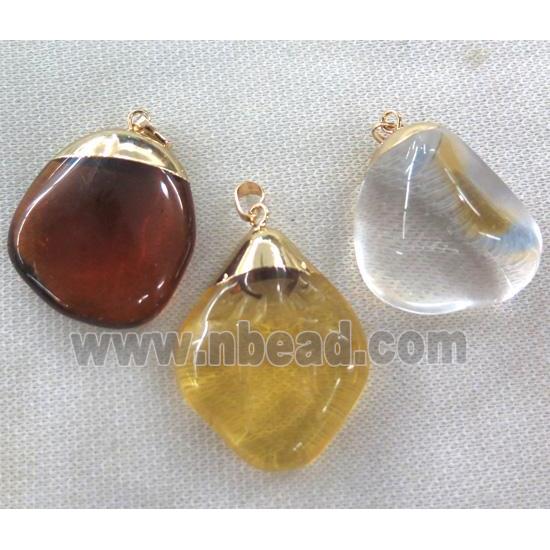 cleear quartz pendant, dyed