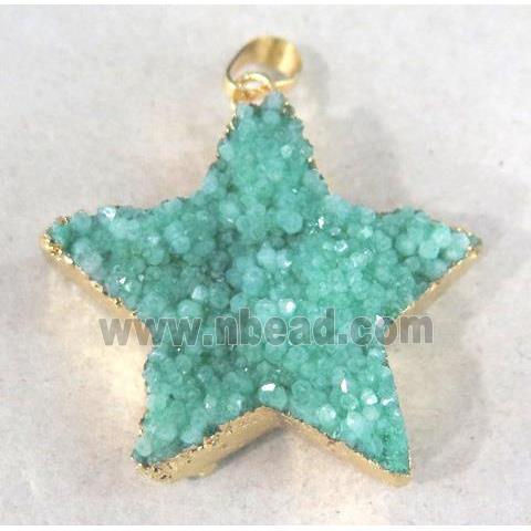 green quartz druzy star pendant