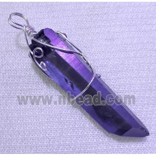 wire wrapped amethyst stick pendant