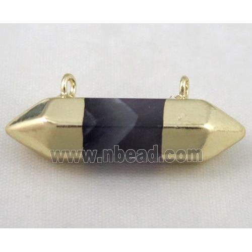 amethyst bullet pendant with 2holes, gold plated