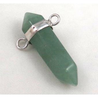 green aventurine bullet pendant with 2holes