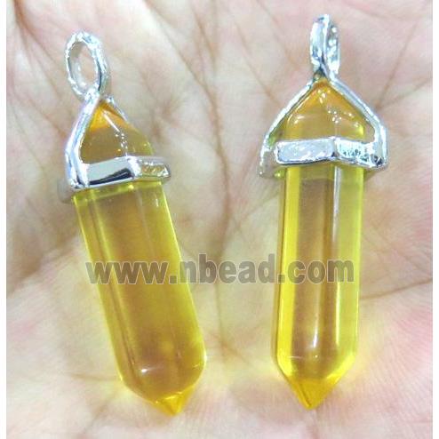 citrine bullet pendant synthetic with yellow crystal