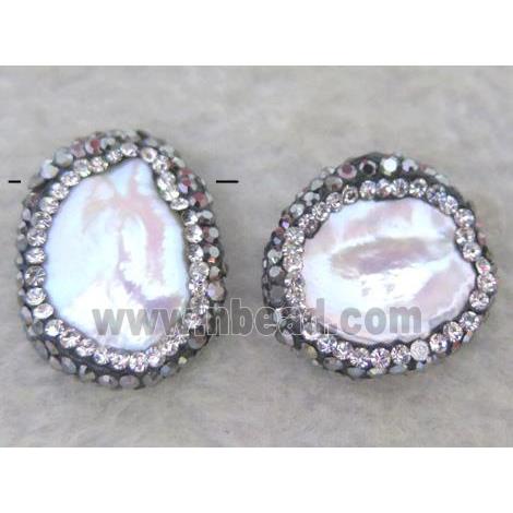freshwater pearl bead paved rhinestone, top-drilled