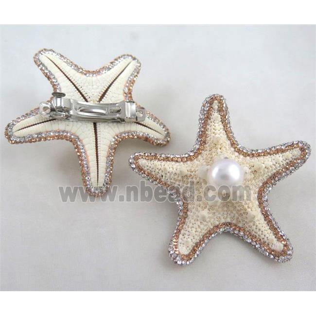 starfish hair clip with pearl bead