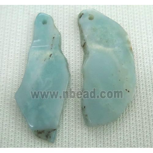 Amazonite slice pendant, freeform, blue
